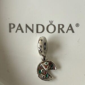 Pandora Silver Pizza Necklace Charm with Colorful Accents